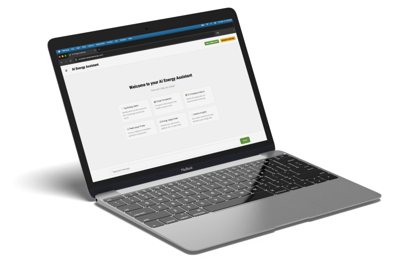 Tableau de bord énergétique sur ordinateur